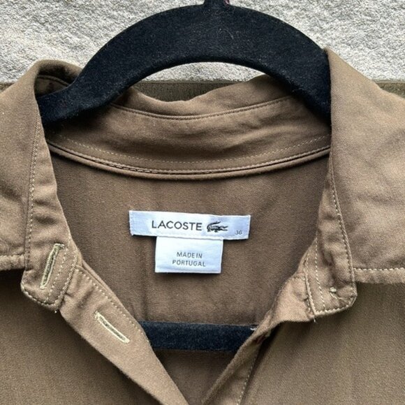 Lacoste Earth Tone Button Down Tunic Top Size 36 - Picture 2 of 10